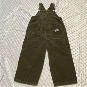 THE CHILDREN’S PLACE Boy’s Corduroy Dark Olive Overalls - 3T